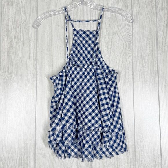 American Eagle | Blue / White Gingham High Neck Strappy Tank Top Size X Small - Picture 2 of 7